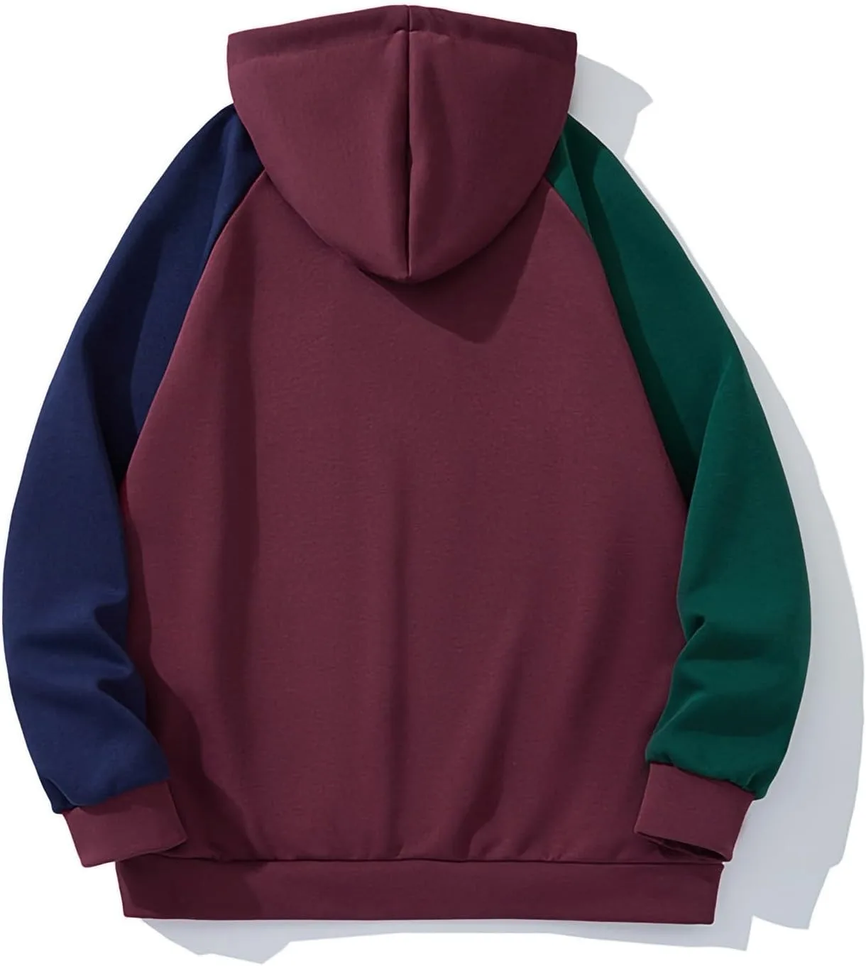 Мужская худи Unisex Fashion Teen Patchwork Color Block Preppy, комфортная хлопковая толстовка с капюшоном (Plus Size) — фото 2
