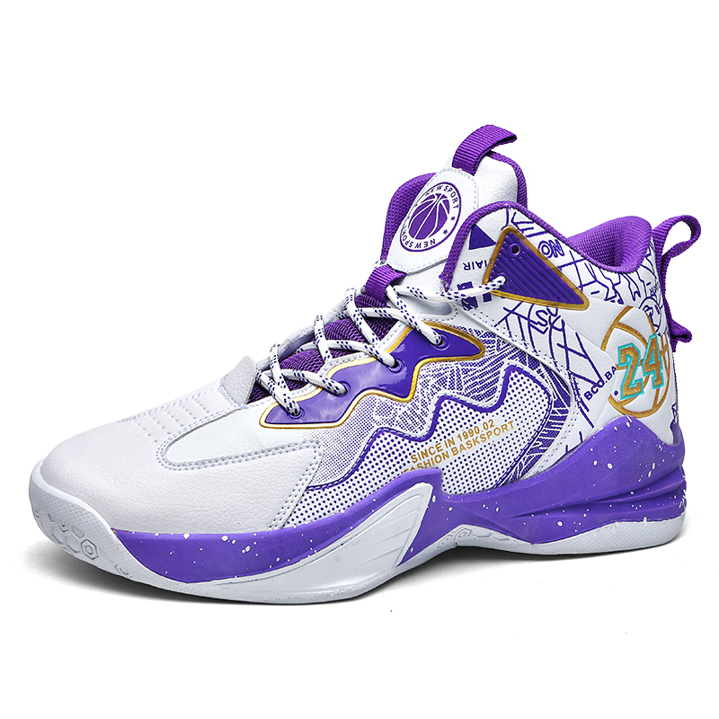 

TONYBEAR Мид-топ баскетбольные кроссовки унисекс бело-фиолетовые, цвет White Purple