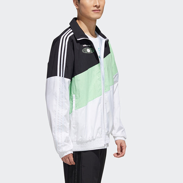 Куртка adidas neo Colorblock Zipper Stand Collar Sports Jacket Black Green Colorblock, черный — фото 4