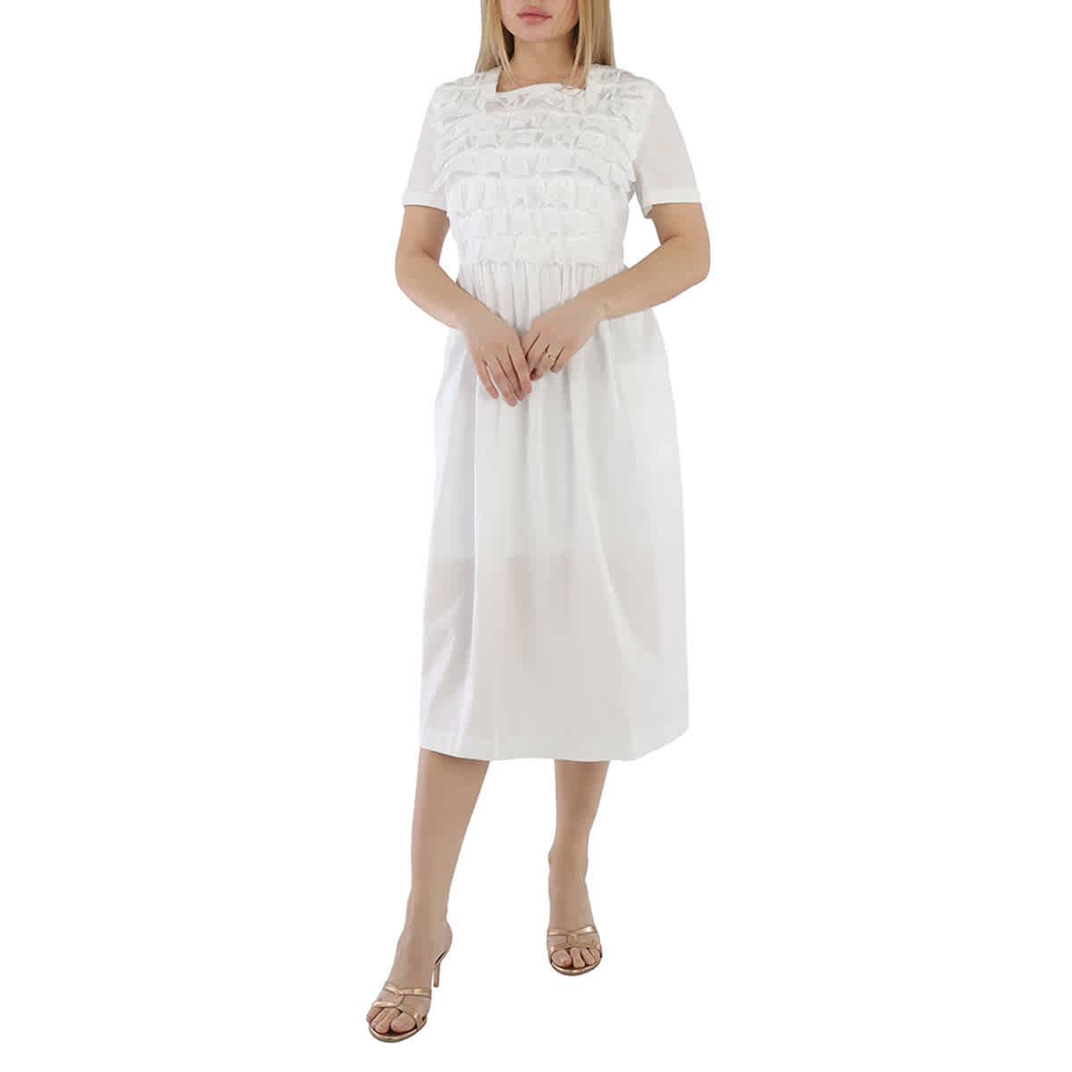 

Comme Des Garcons Girl Белое платье из хлопкового поплина с рюшами