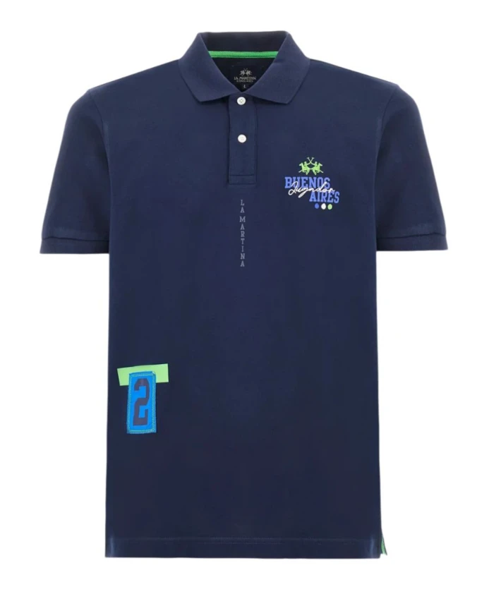 

Синяя рубашка поло map608 La Martina, синий