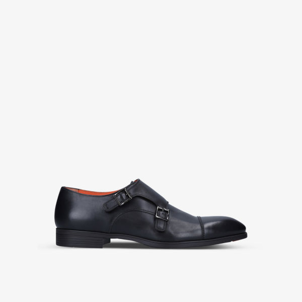 

Кожаные монки Simon с двойной пряжкой Santoni, черный