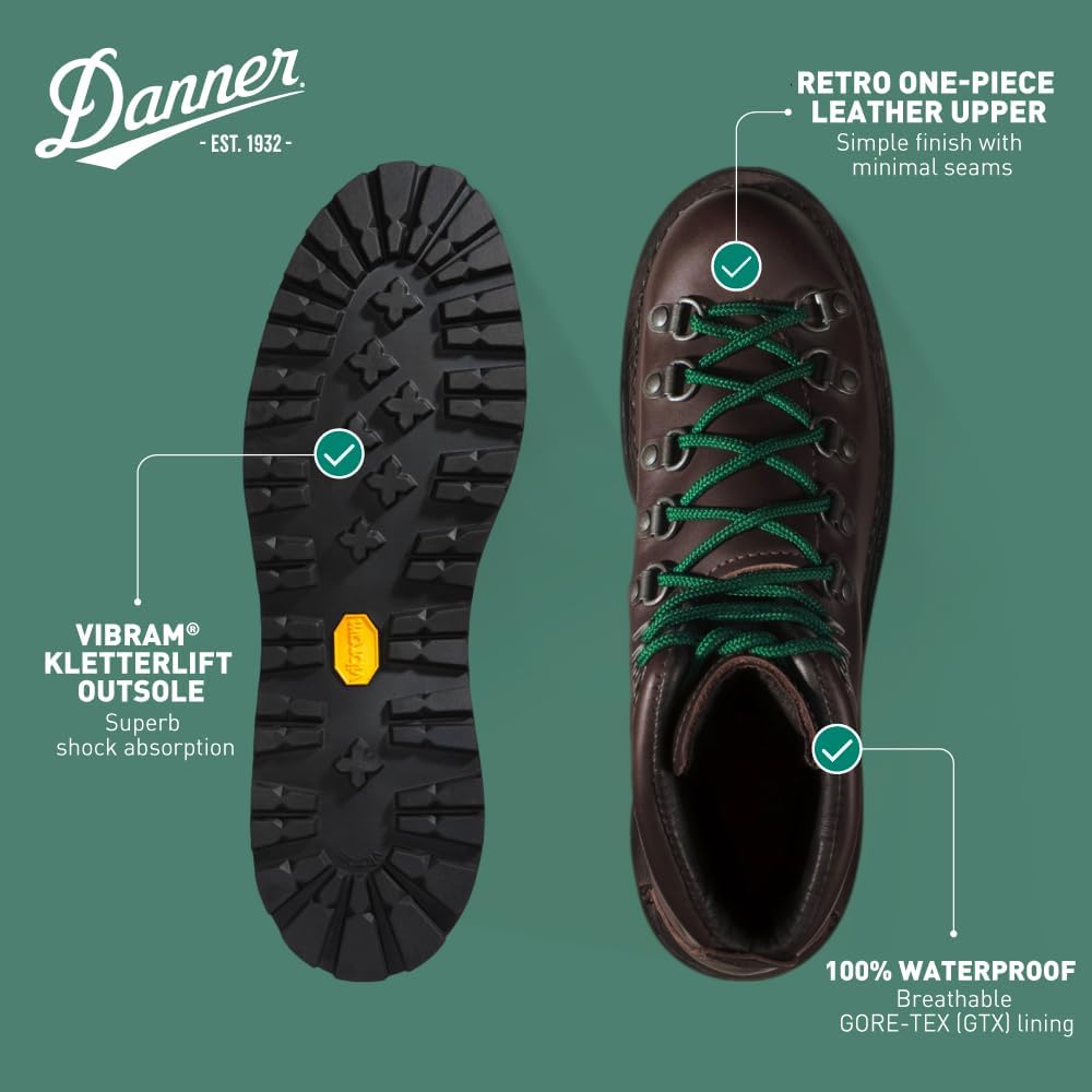 Мужские водонепроницаемые походные ботинки Danner Mountain Light II 5 с мембраной Gore-Tex, прочной полноценнозернистой кожей, дышащей защитой Gore-Tex и подошвой с хорошим сцеплением, коричневый — фото 4