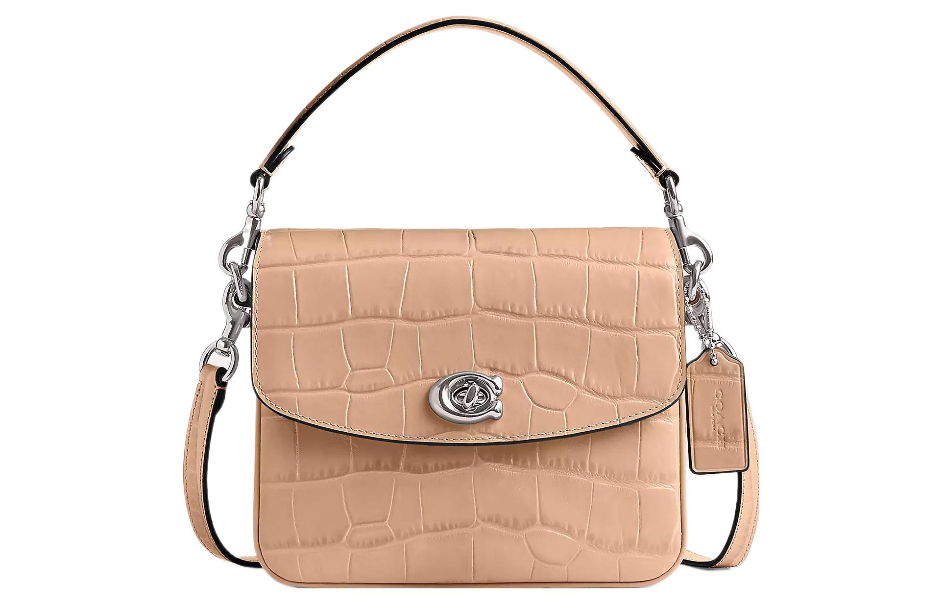 

Сумка через плечо Cassie из телячьей кожи маленькая квадратная Coach серебристая и светло-желтая