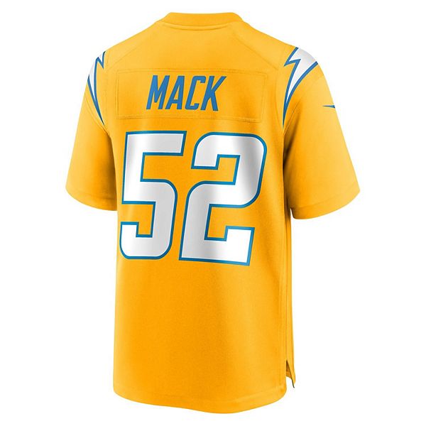 Мужская футболка Khalil Mack Gold Los Angeles Chargers Alternate Charger Power Game Player Nike — фото 4