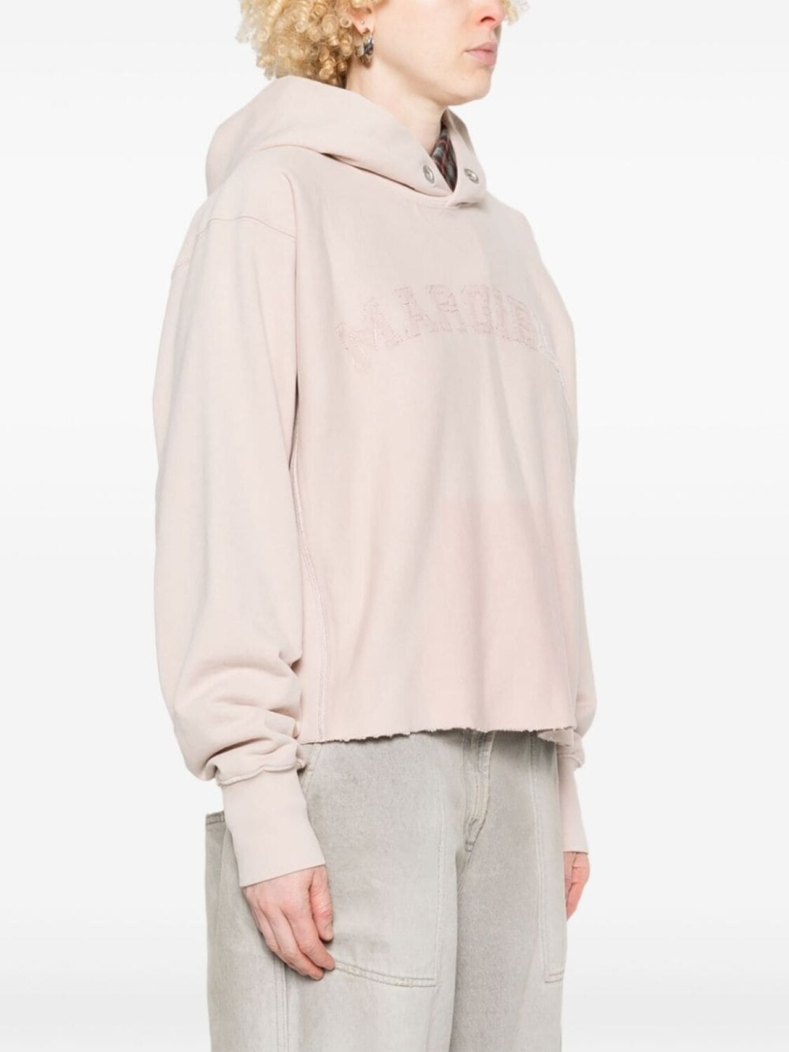 Хлопковая толстовка с капюшоном и логотипом Maison Margiela, розовый — фото 3
