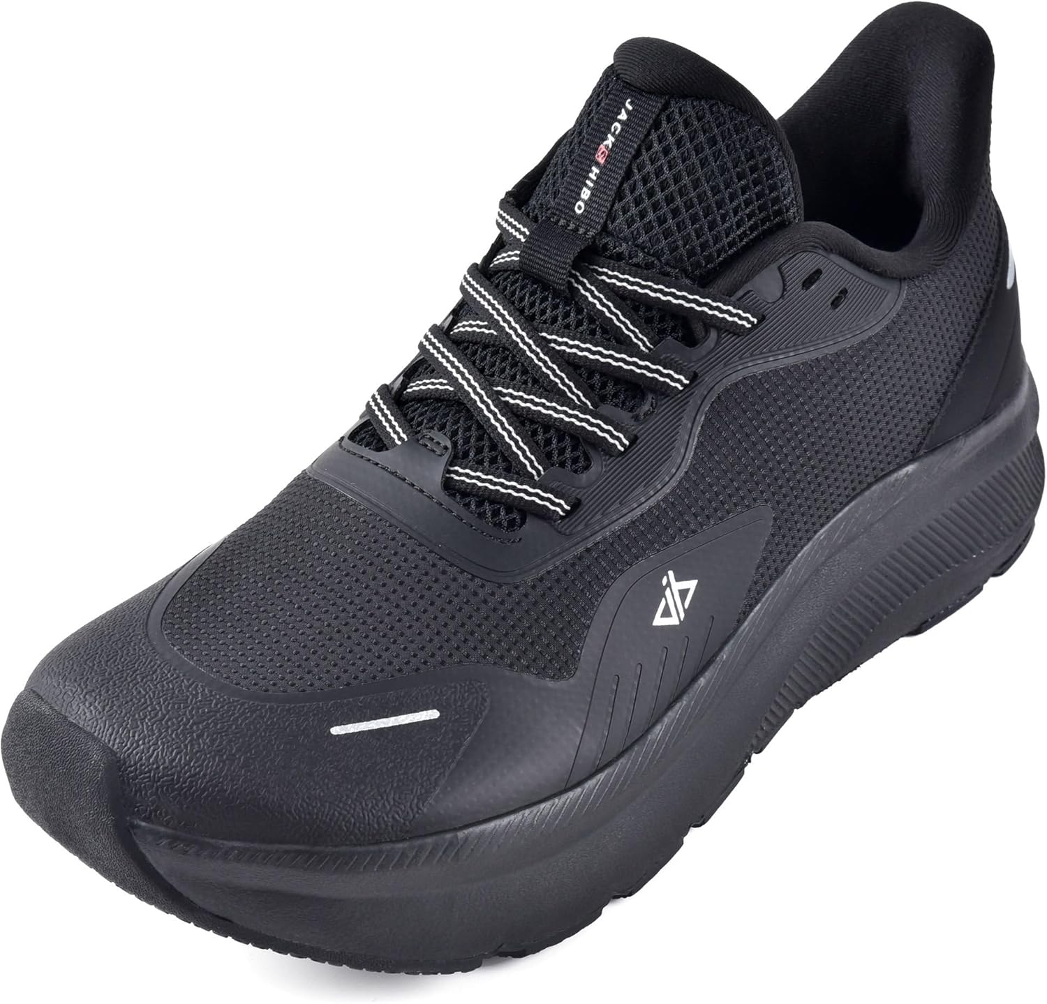 

JACKSHIBO Мужские туфли без шнурков, удобные для ног, с широкой носочной частью, для ходьбы, бега, тенниса, черный