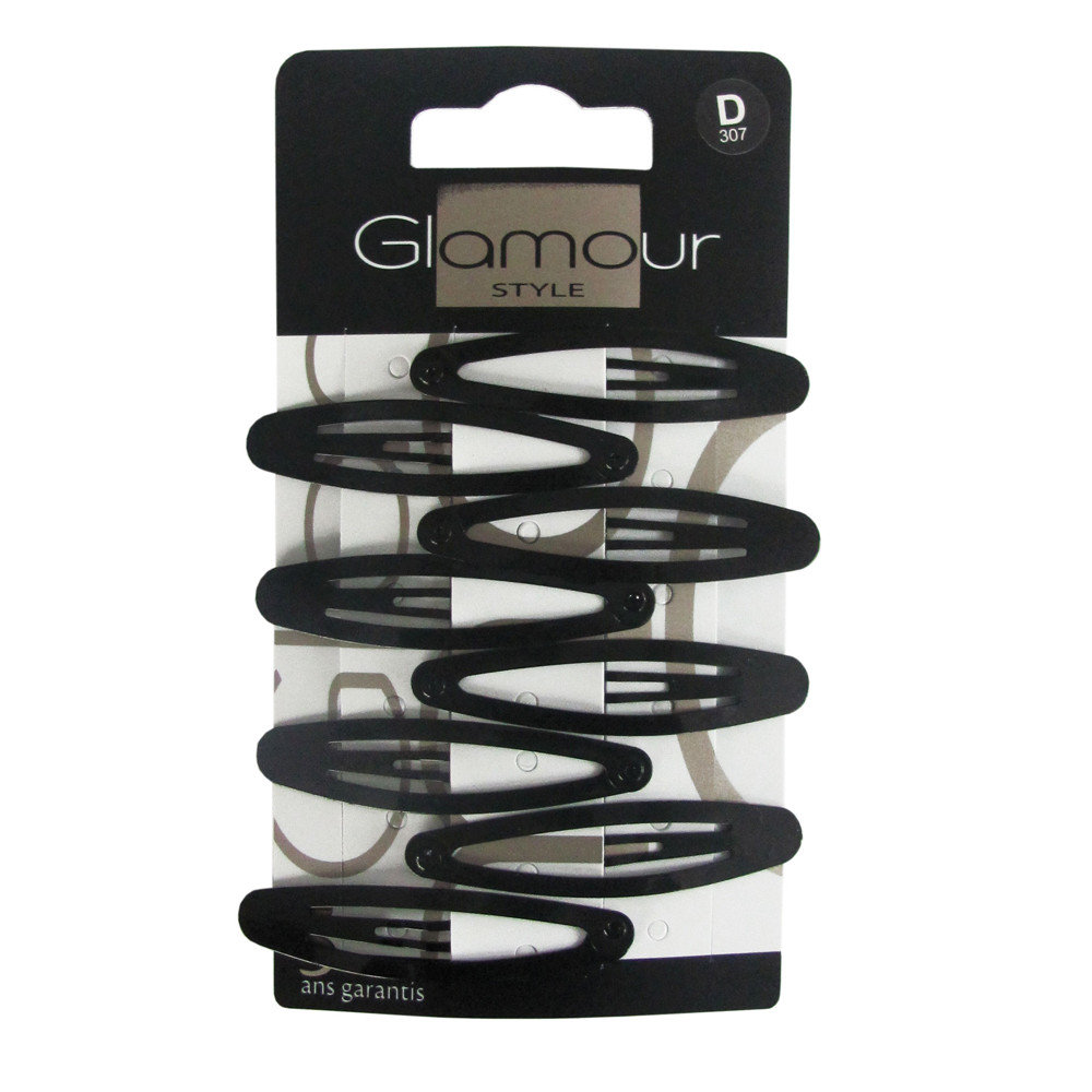 

Заколки для волос Glamour Oval, черные, 8 шт