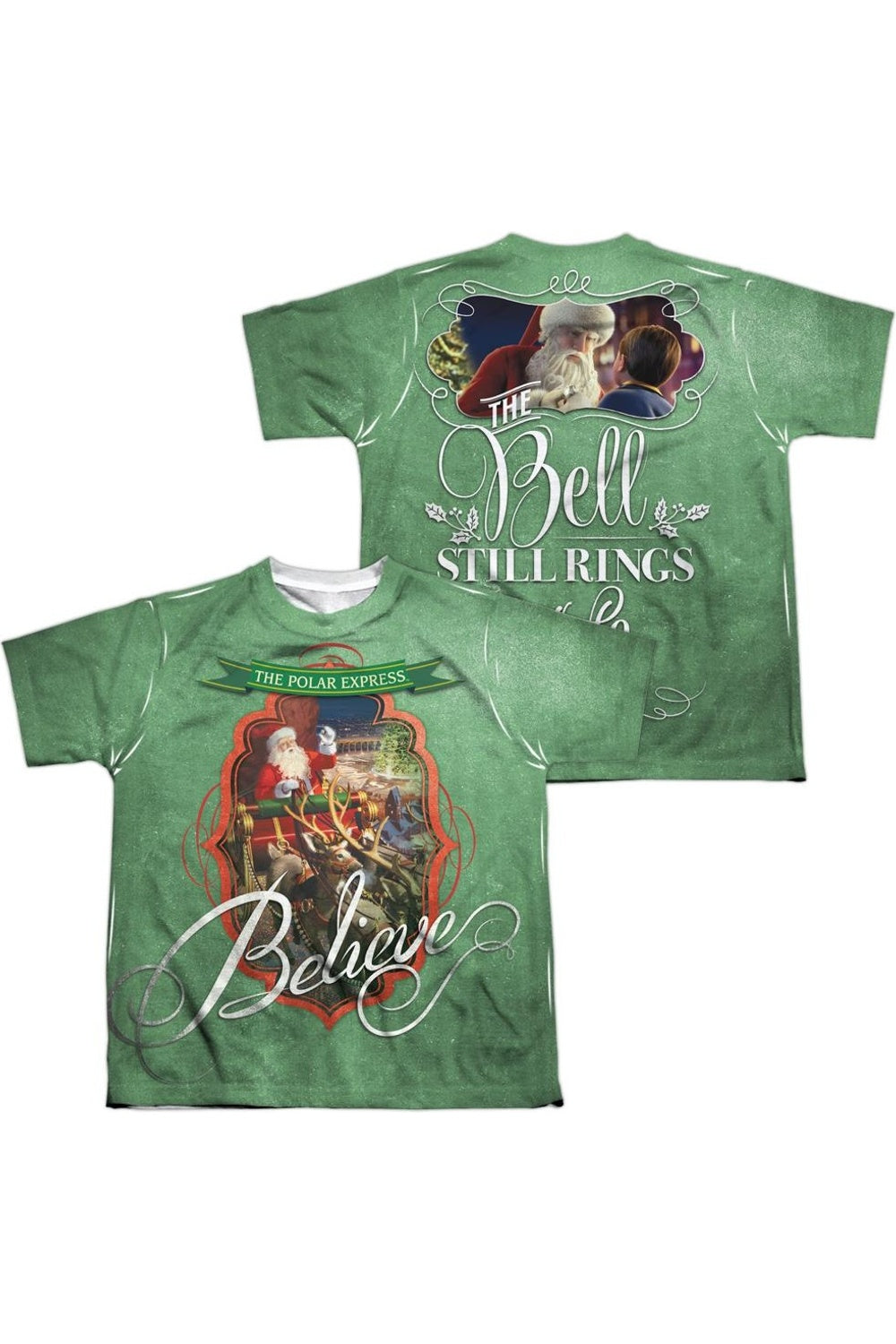 

Футболка Polar Express с принтом Санты (спереди/сзади), детская, с коротким рукавом, из полиэстера Gildan, белый