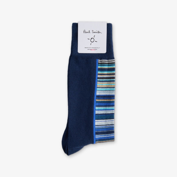 

Носки Paul Smith Signature из смесового хлопка с рубчиком в полоску, синий