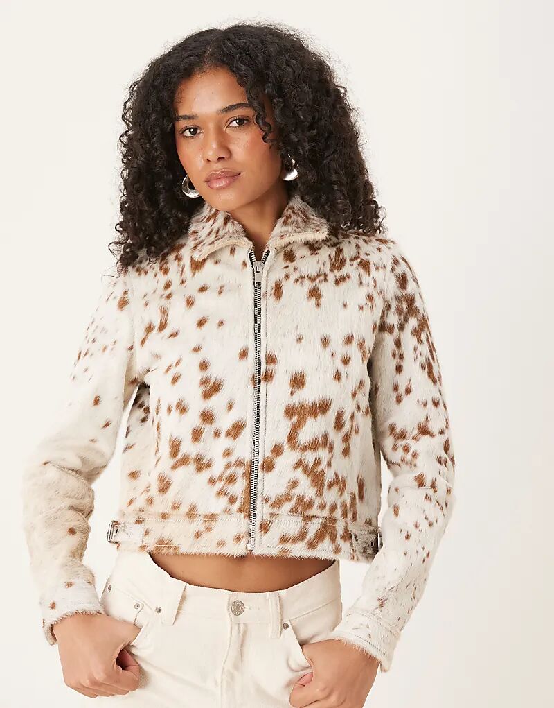 

Харрингтон из натуральной коровьей кожи Barneys Originals коричневого/бежевого цвета