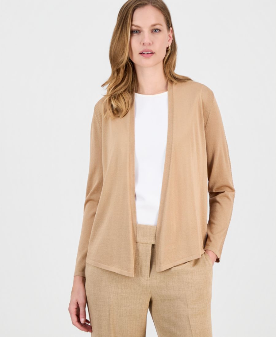 

Женский кардиган с декоративной строчкой и открытым передом Kasper, Soft Sand