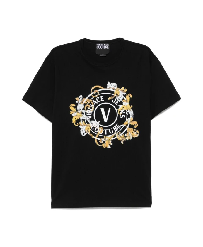

Черная футболка с круглым вырезом и короткими рукавами. Versace Jeans Couture, черный
