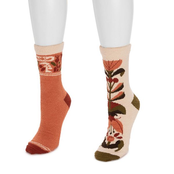 

Женские компрессионные носки с противоскользящей подошвой, 2 пары Muk Luks, Cream Orange