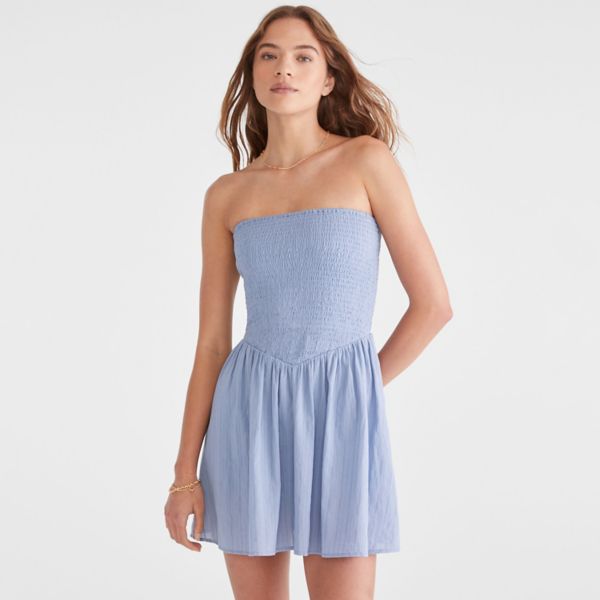 

Детское мини-платье с цветочным принтом и сборкой Aeropostale, цвет washed blue