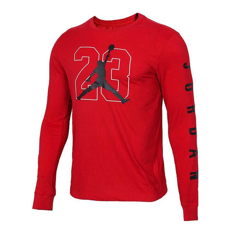 

Футболка Air Jordan Large Logo Basketball Numeric Casual Breathable Sports Round Neck Long Sleeves Red AQ3702-687