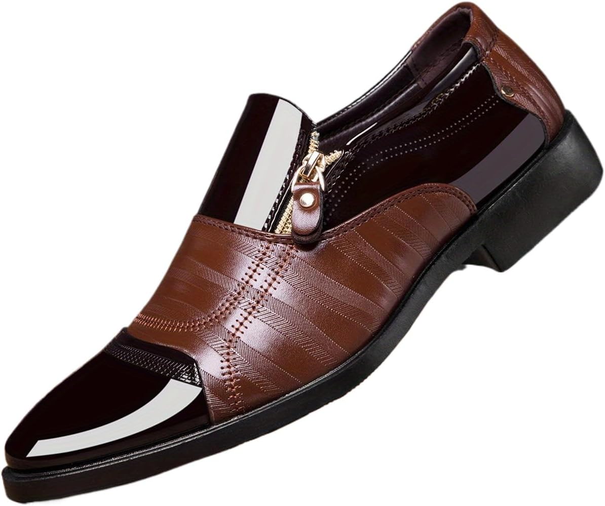 

Мужские комфортные туфли-лоферы Hhhchpm с боковой молнией, нескользящие, мужские классические туфли, светло-коричневый