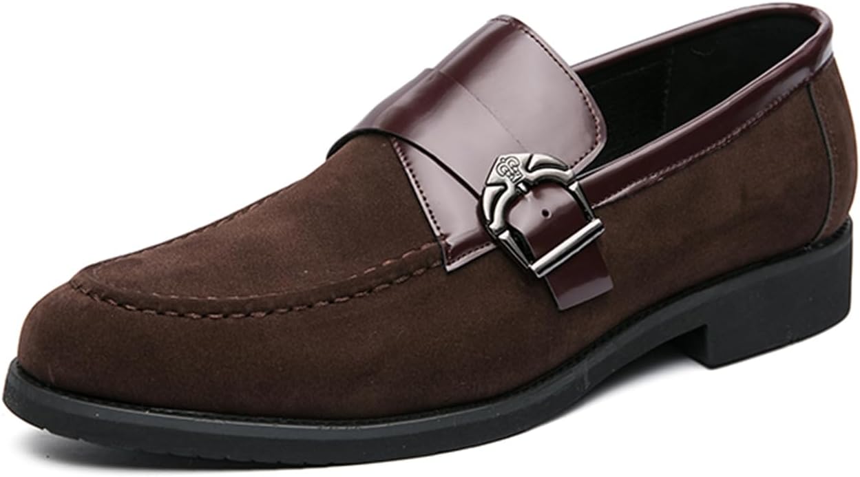 

Мужские лоферы-слипоны из замшевой кожи с металлической пряжкой, удобные, легкие, дышащие, классические туфли, офиса, работы, бизнеса, свадьбы, вечеринки, выпускного, смокинга Tixewsjh, коричневый