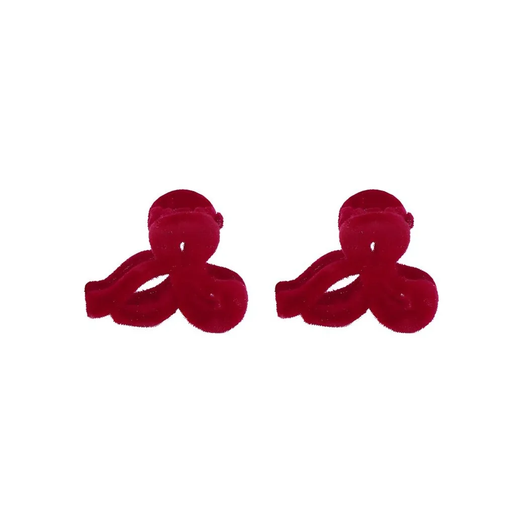 Заколки для волос Flock Specialoutlook, Bowknot Small Claw Clip-Burgundy 2 Pack