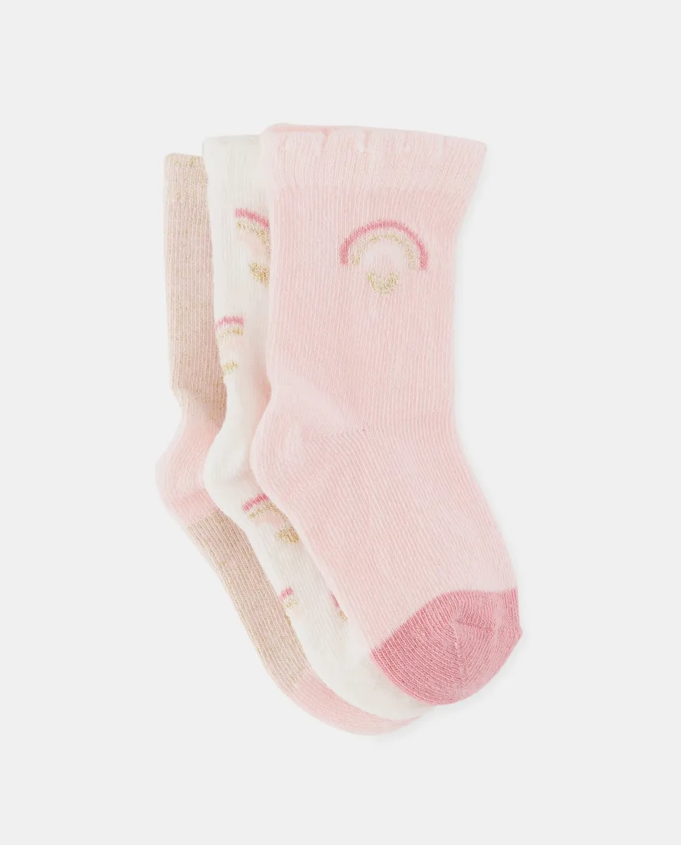 

Набор из 3 носков с фантазийным принтом и люрексом для маленькой девочки Cotton Juice, мультиколор