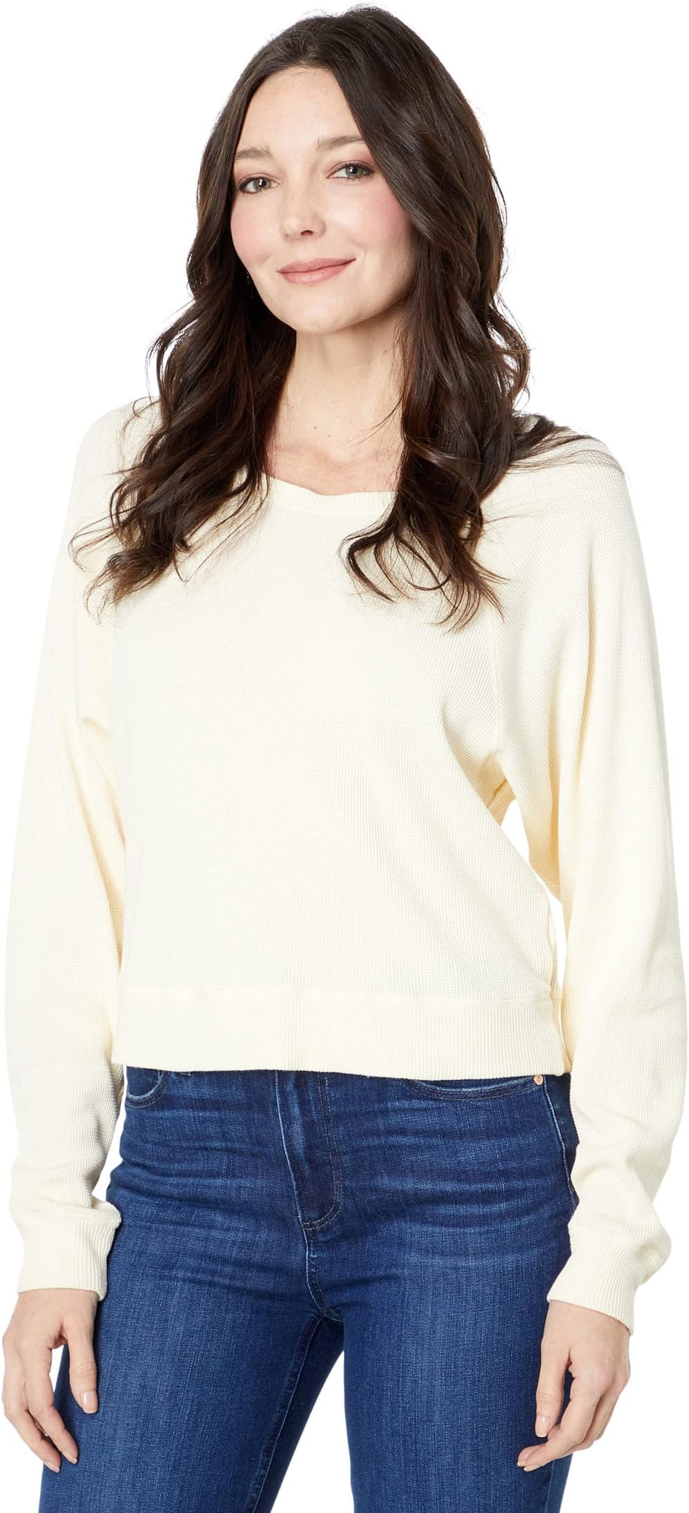 

Лонгслив bobi Los Angeles Slouchy Raglan Long Sleeve in Modal Thermal, цвет Creamer