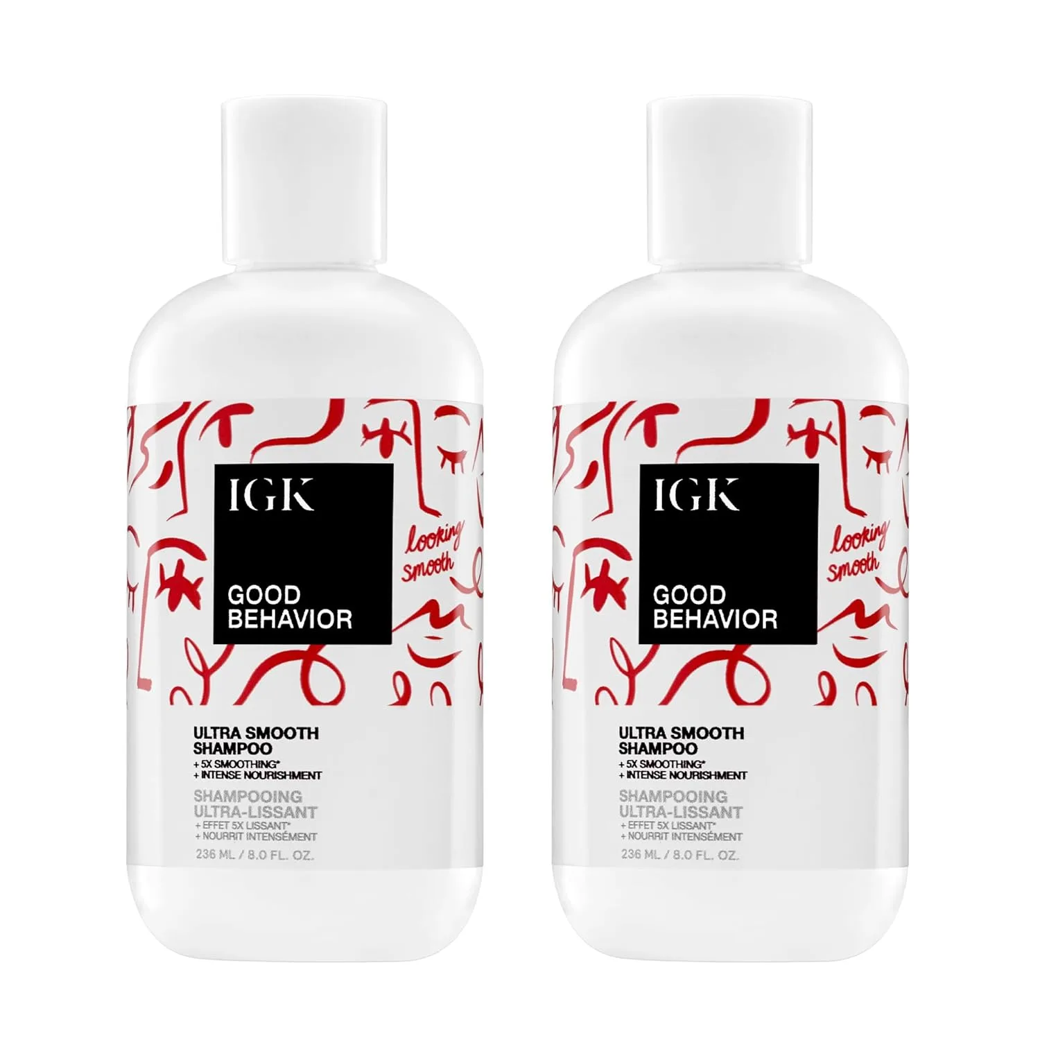 IGK Good Behavior Ultra Smooth Shampoo (2 шт.) - Разглаживающий шампунь для гладких и шелковистых волос без пушистости