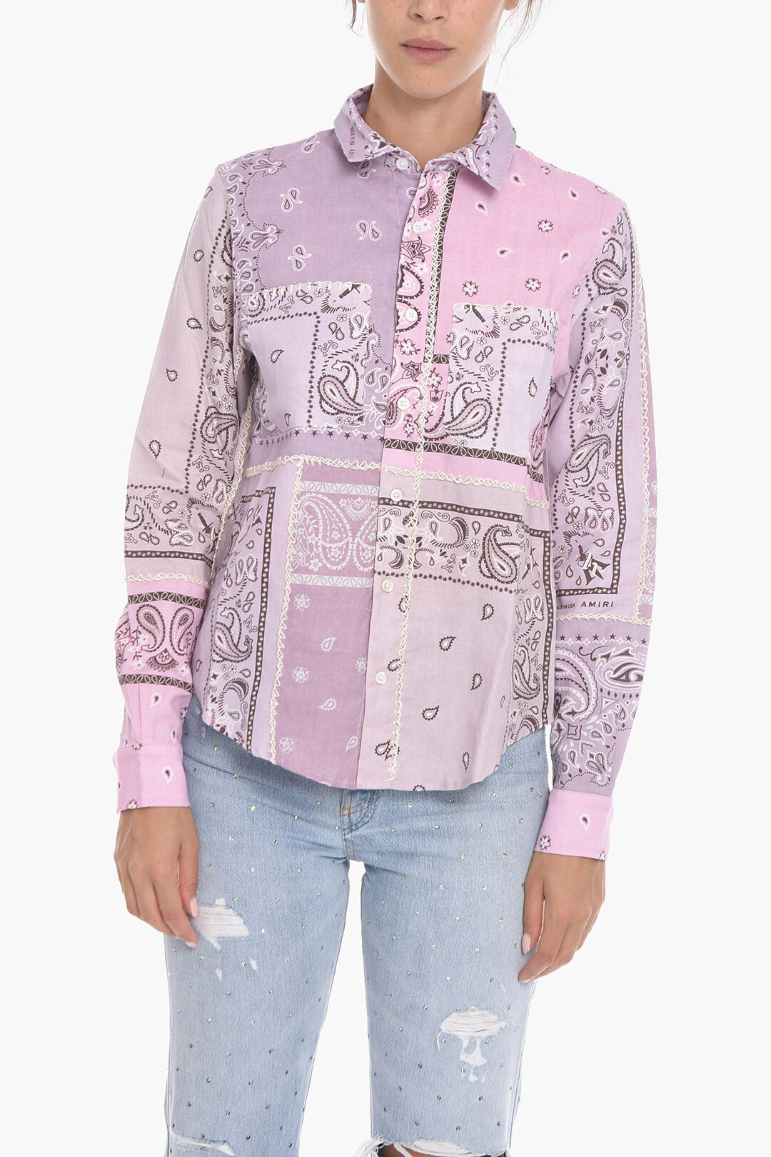 

Хлопковая рубашка Amiri с узором пейсли RECONSTRUCTED, розовый