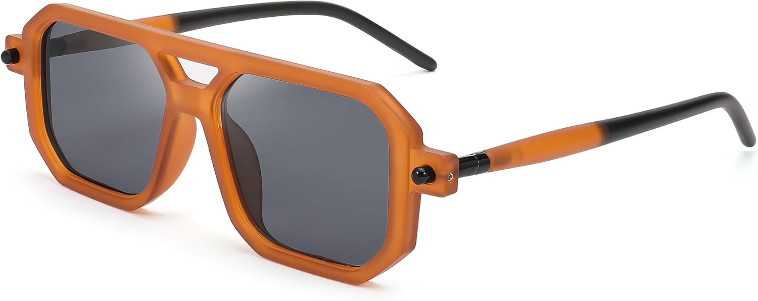 

Винтажные квадратные солнцезащитные очки-авиаторы FEISEDY 70-х годов, классическая ретро-стильная оправа, защита от ультрафиолета UV400, артикул B2622, 002 Orange Frame & Grey Lens