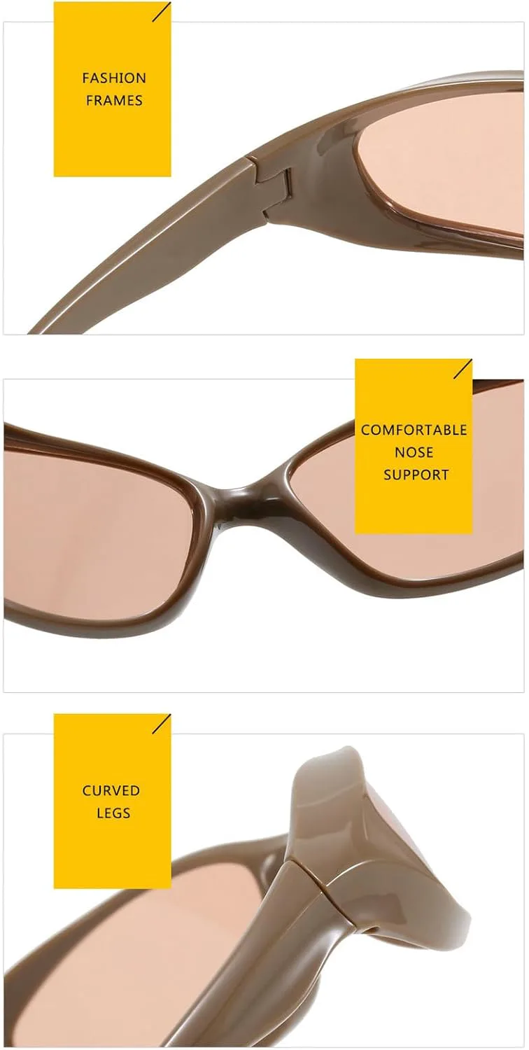 

Удлинённые узкие солнцезащитные очки «кошачий глаз» в стиле Y2k, модные женские очки в стиле панк, мужские очки для велоспорта на открытом воздухе mincl, Gray