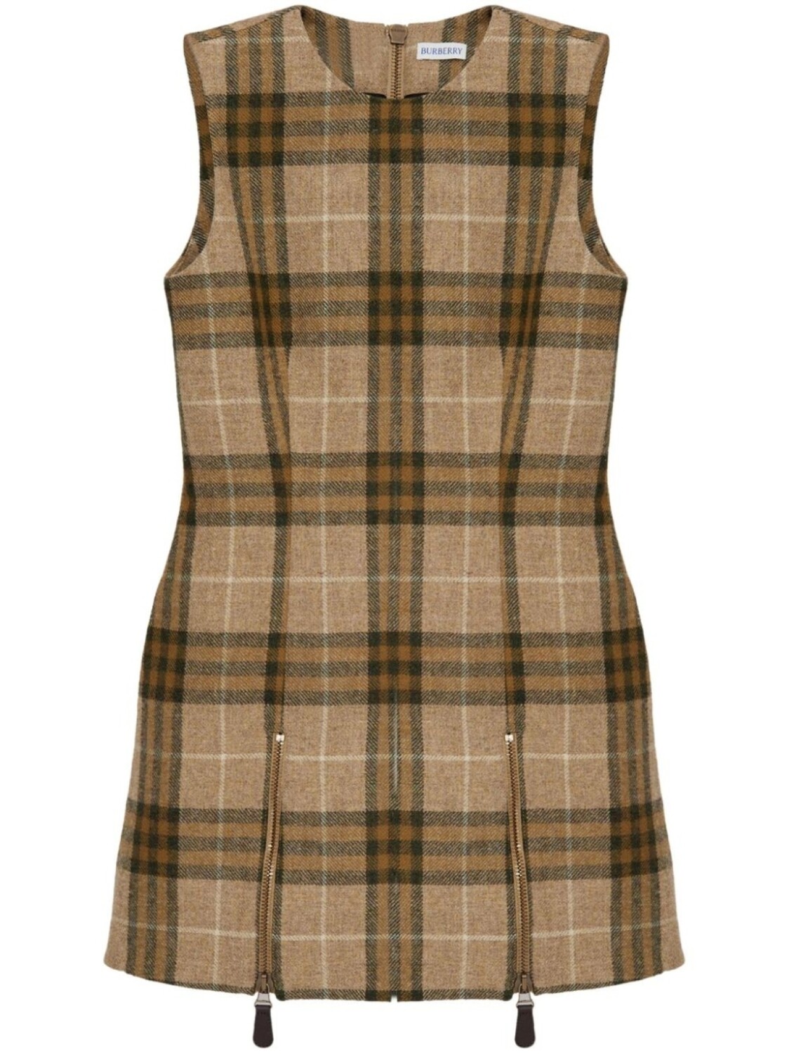 

Мини-платье в клетку Burberry, нейтральный цвет