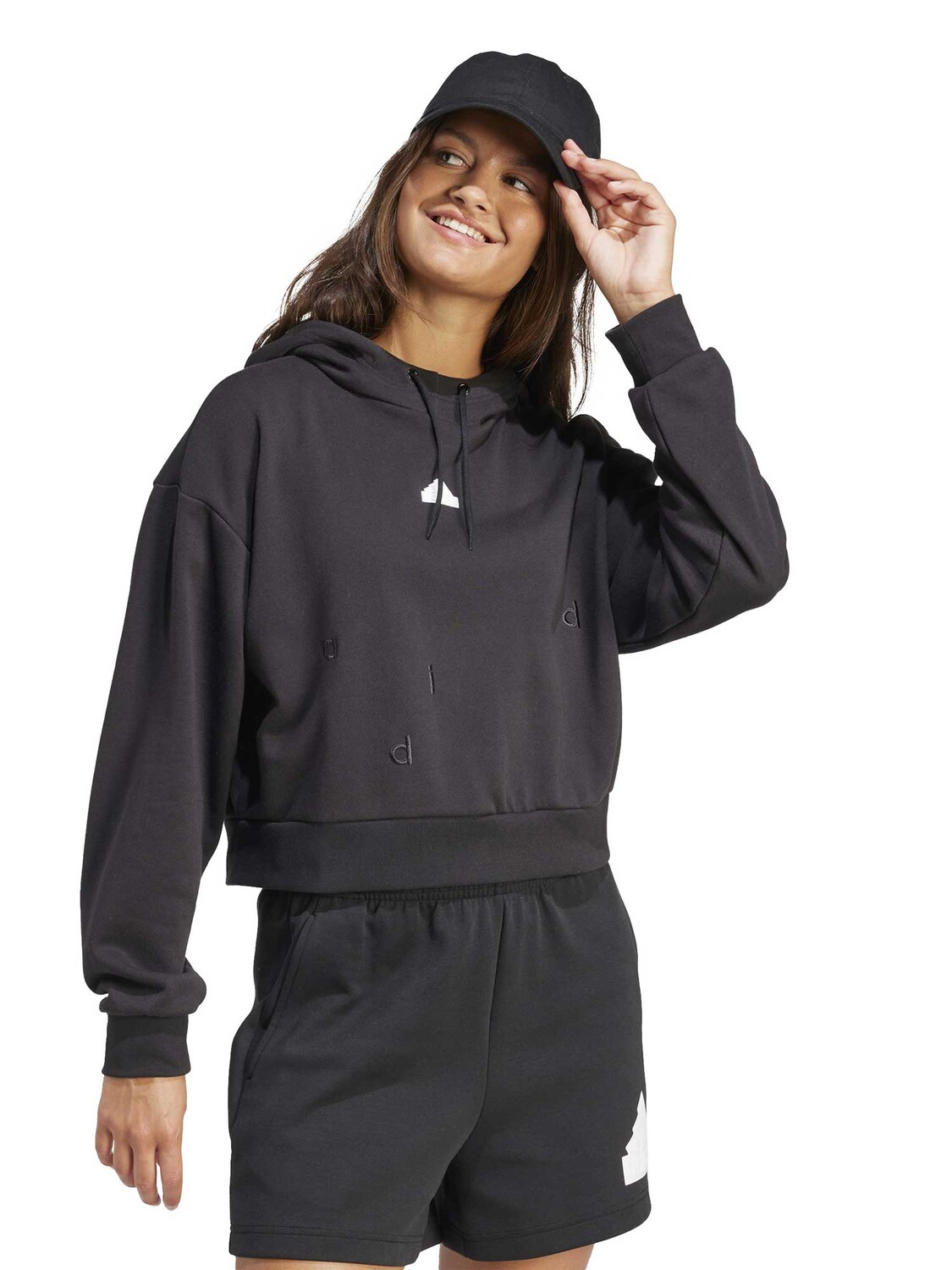 

Толстовка Adidas Sportswear Embroidered French Terry Crop Hoodie, черный