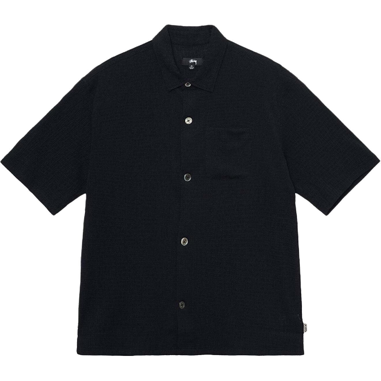 

Рубашка свободного кроя с плоским жатым подолом Stussy, синий