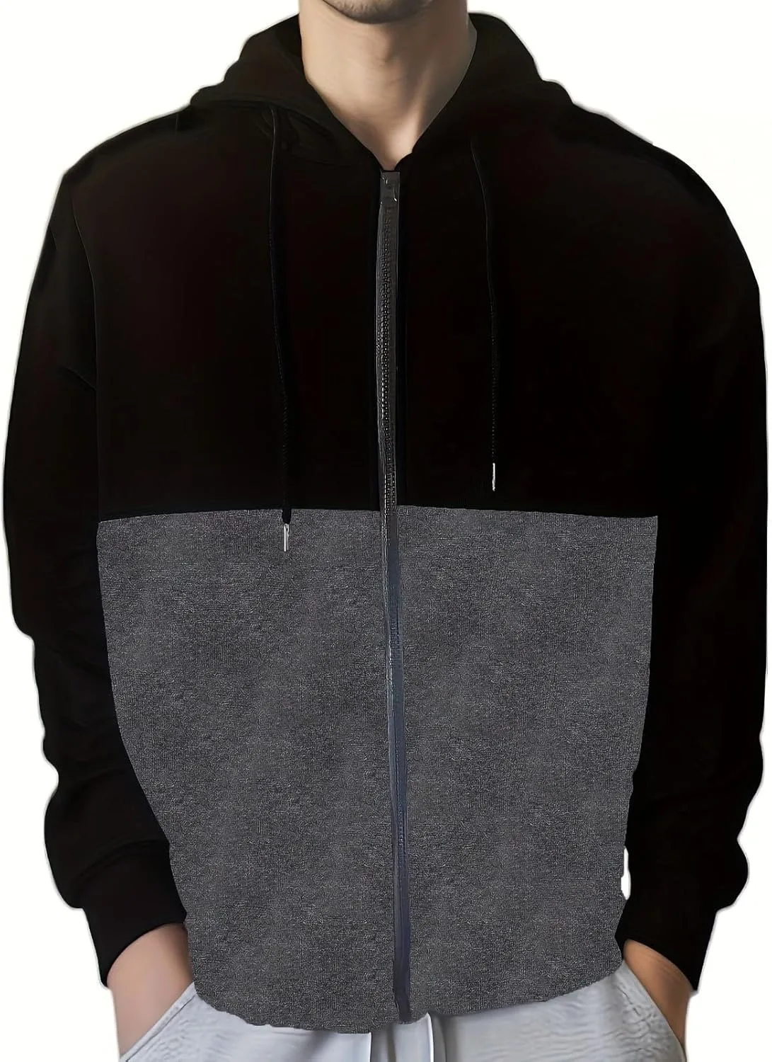 

Мужская худи с капюшоном Relaxed Fit, цветной блок, легкая