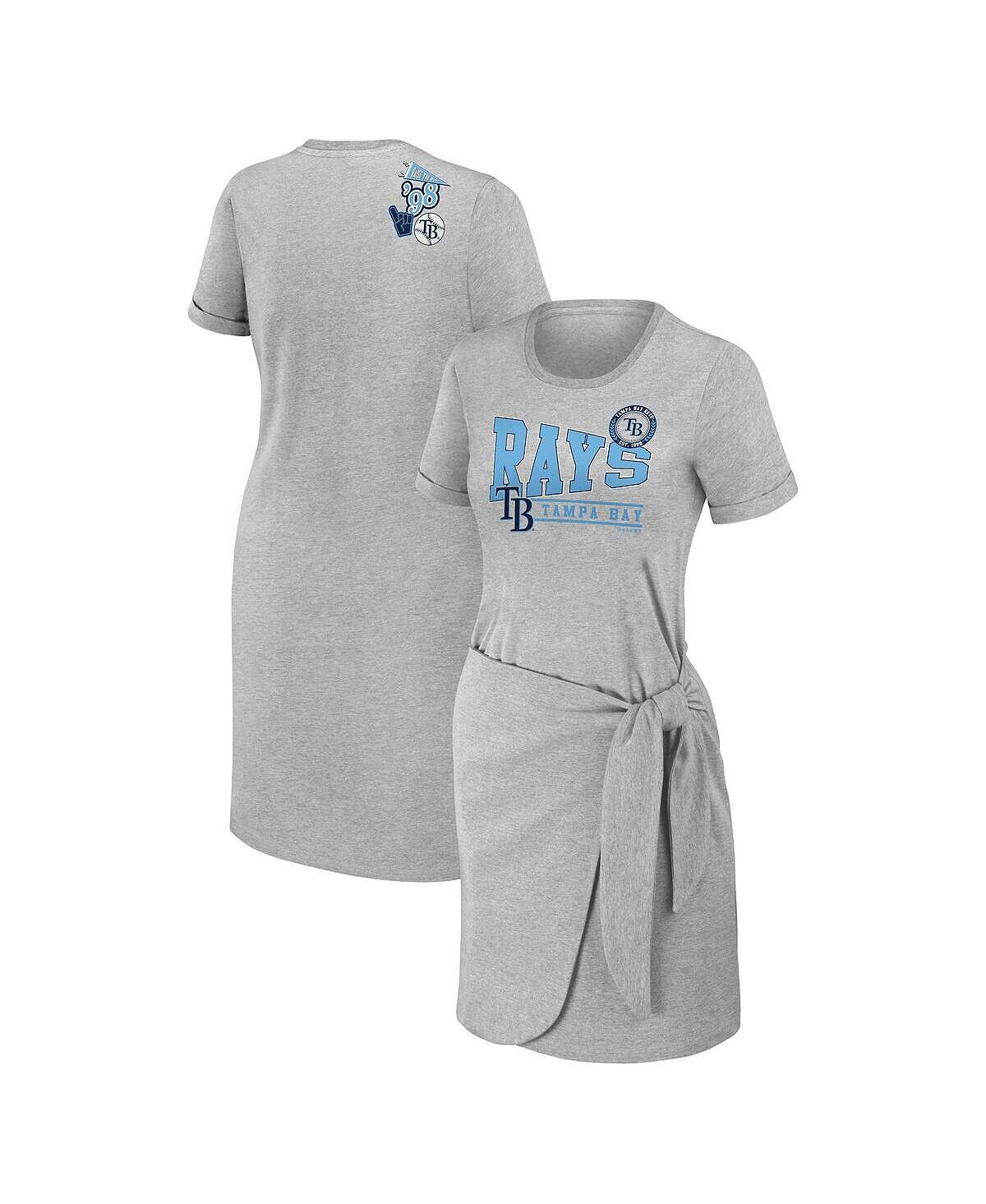 

Женское платье-футболка с узлом цвета Tampa Bay Rays Heather Grey WEAR by Erin Andrews