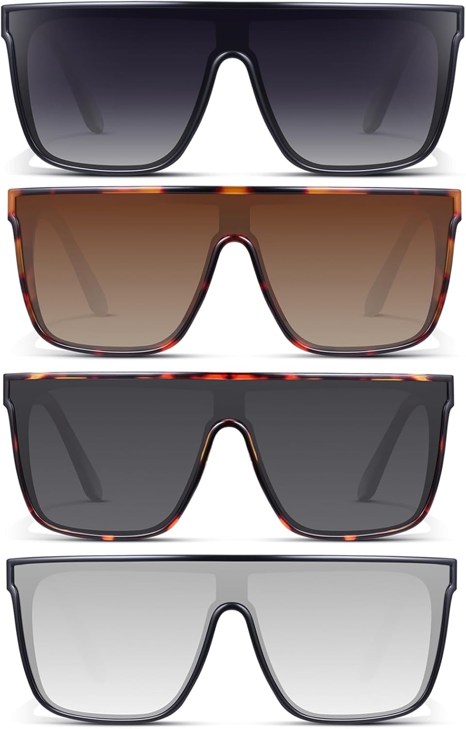 

KUGUAOK Винтажные большие квадратные солнцезащитные очки для женщин, крупная оправа, очки-маска с сиамскими линзами, защита от УФ-излучения, Black+leopard+leopard Black+silver