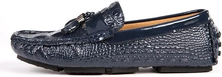 Лоферы мужские, кожа PU, крокодиловая текстура, классические, синие SayfuR — фото 2