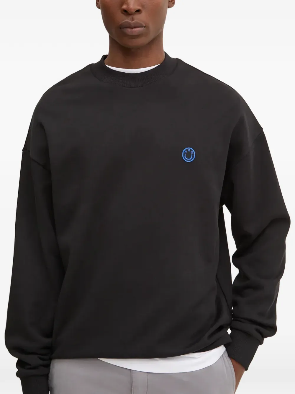 

Свитер с нашивкой-смайликом Hugo, черный