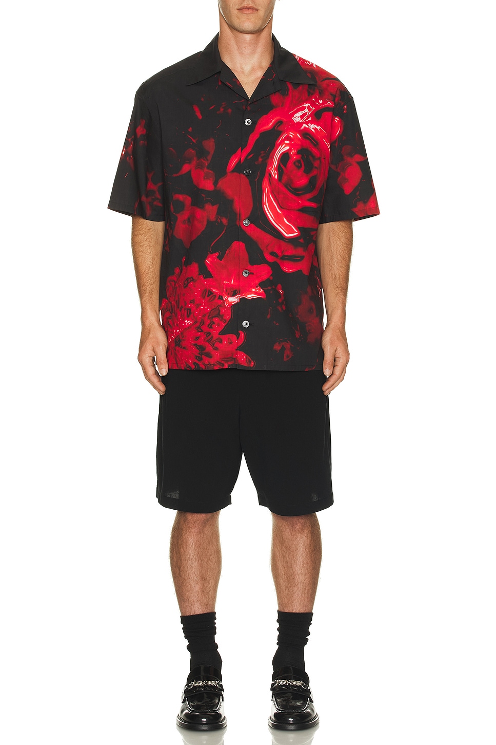 

Рубашка с заниженной линией плеча Mcqueen, Black & Red