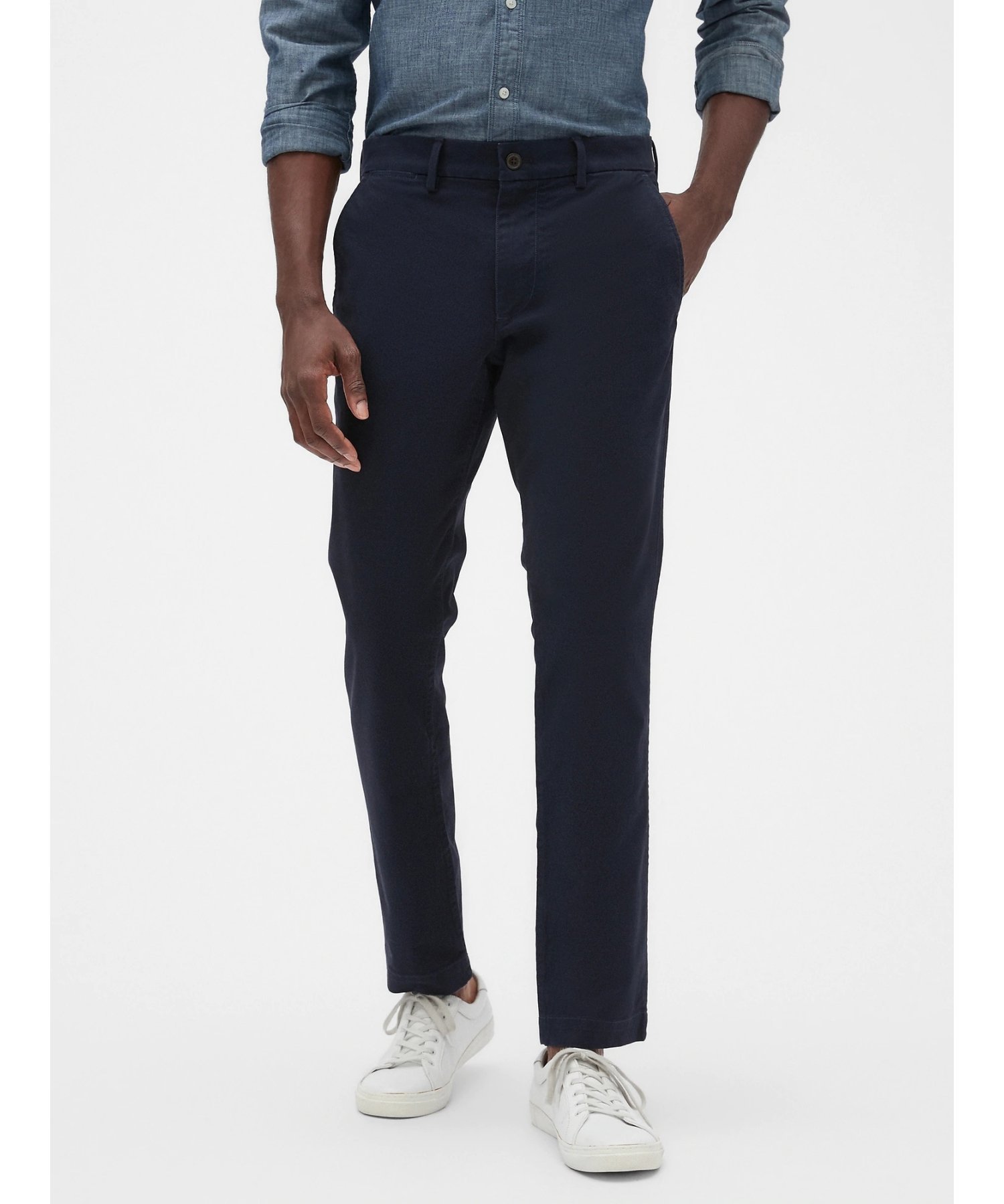 Брюки Gapflex Essential Khaki Skinny Fit Gap, NEW_CLASSIC_NAVY — фото 4