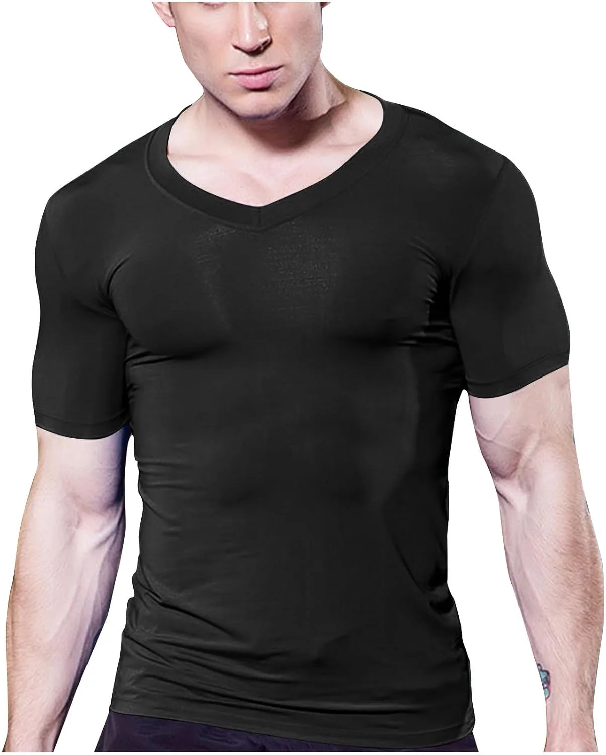

Мужская футболка V-образным вырезом с коротким рукавом Slim Fit Stretch для тренировок