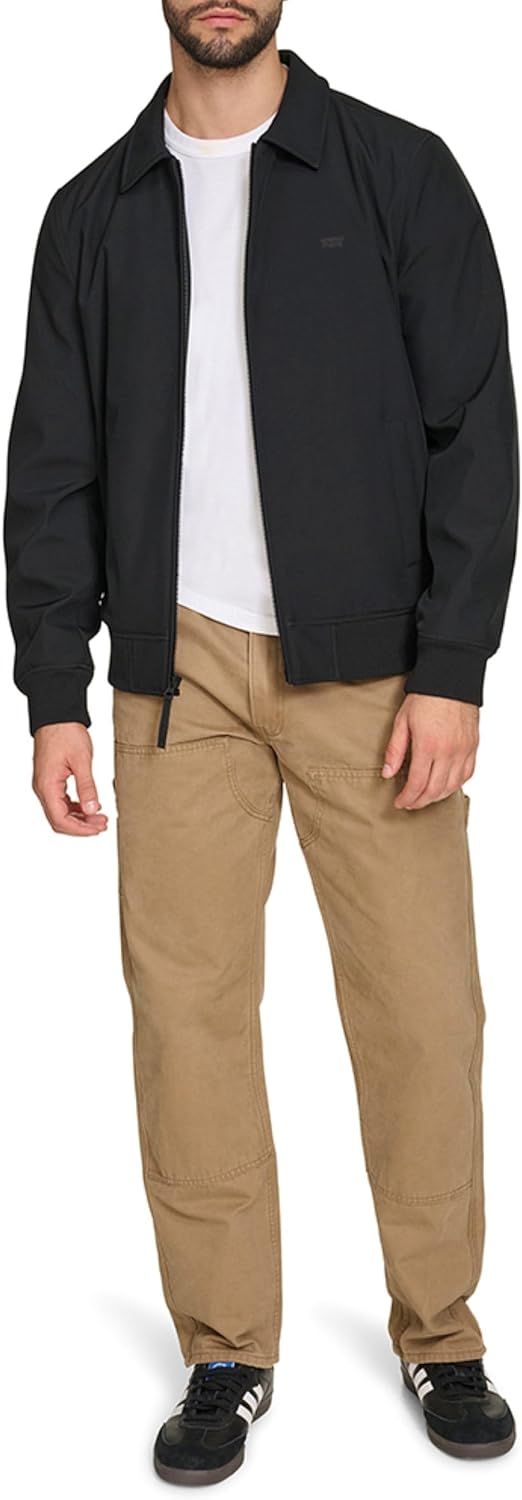 Мужская легкая куртка-бомбер Levi's из мягкой ткани софтшелл Varsity Rib Knit, Black — фото 2