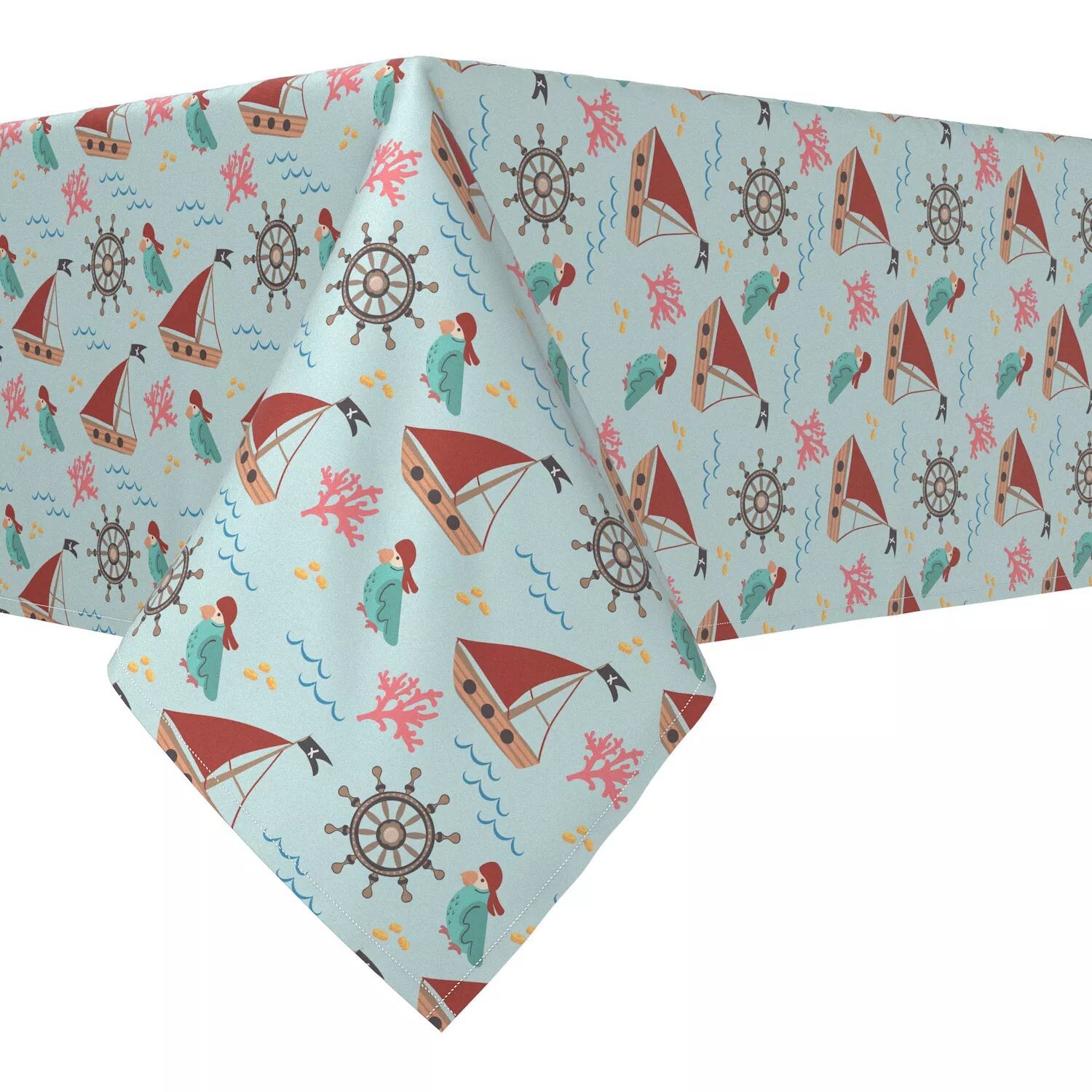 

Прямоугольная скатерть, 100% хлопок, 52х120 дюймов, мультяшные пиратские корабли