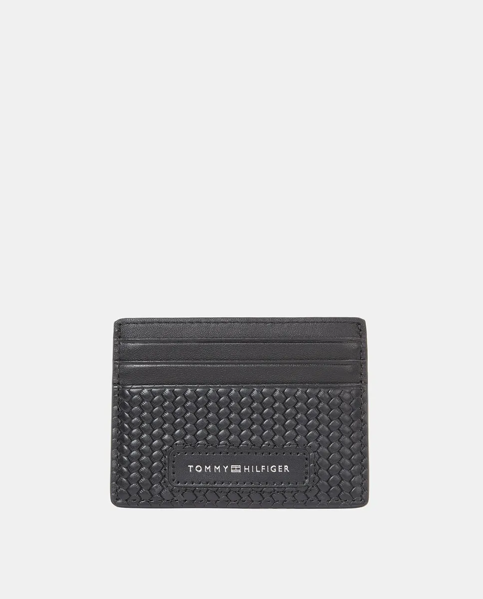 

Мужской кожаный кардхолдер с логотипом Tommy Hilfiger, черный