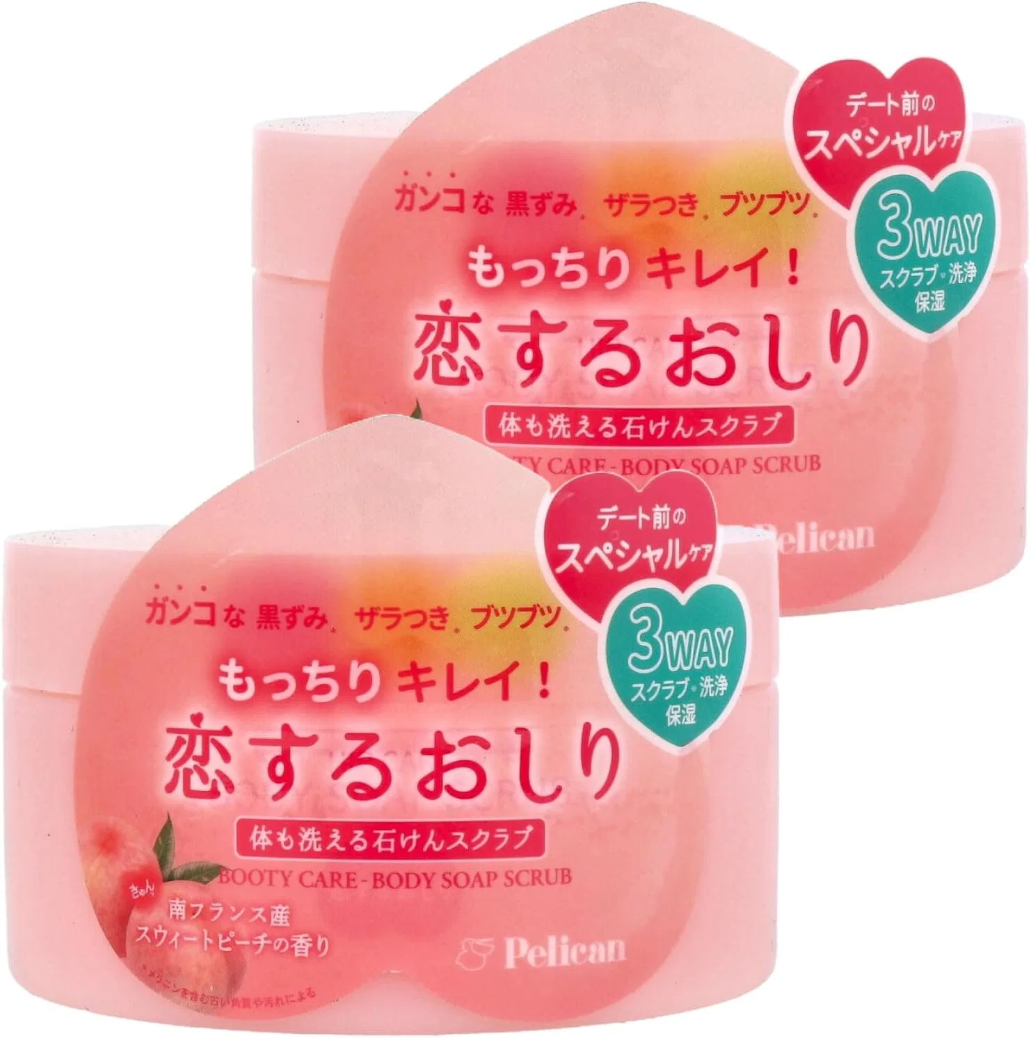 Скраб для тела Koisuru Butt Washable Soap Scrub, сладкий персик, 2 шт. по 180 г