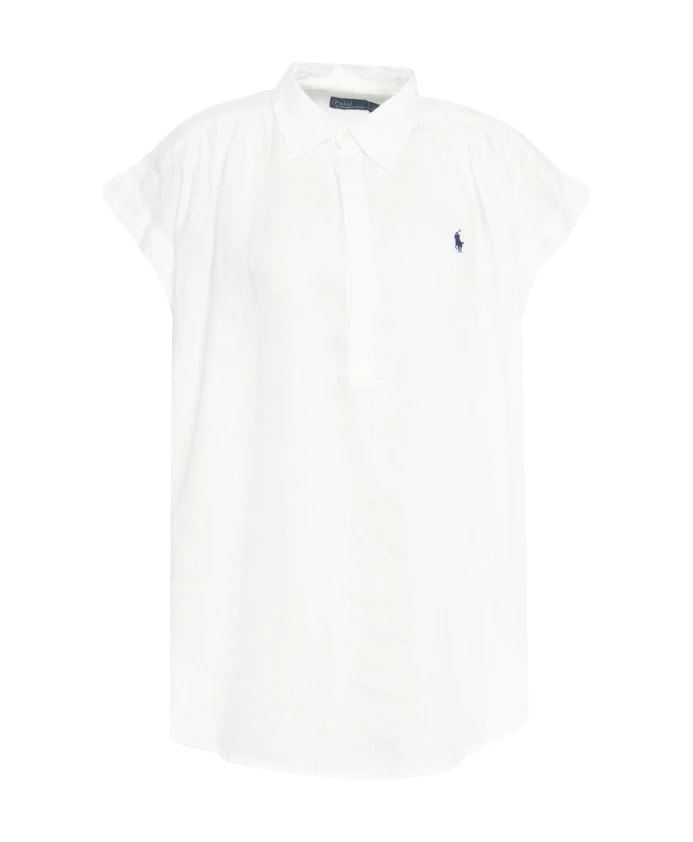 

Белая льняная рубашка-поло Polo Ralph Lauren, белый