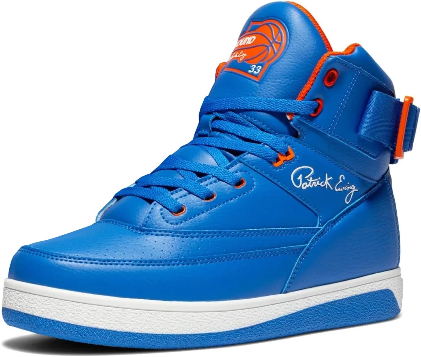 

Мужские баскетбольные кроссовки EWING 33 HI x ORION REBOUND | Ретро-дизайн 1990 года с ремешком на щиколотке, гибридные спортивные командные кроссовки, синий/оранжевый/белый