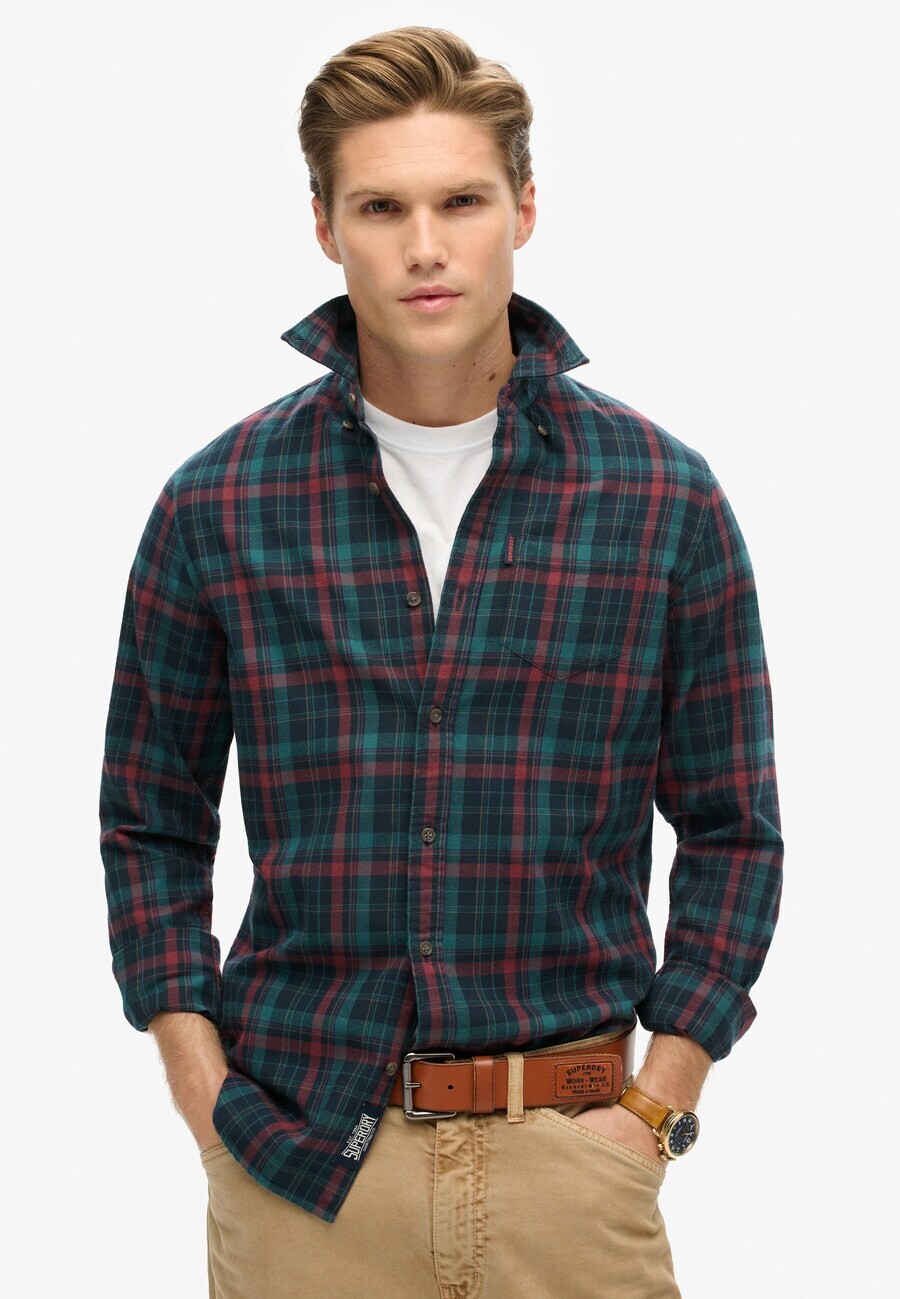 Клетчатая рубашка Superdry Regular fit Button Up Shirt, цвет green/red/black — фото 2