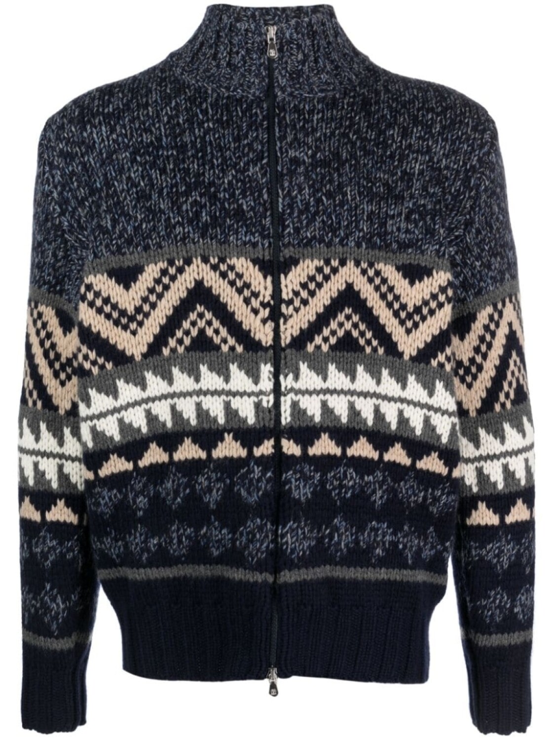 

Brunello Cucinelli кашемировый кардиган вязки интарсия, синий