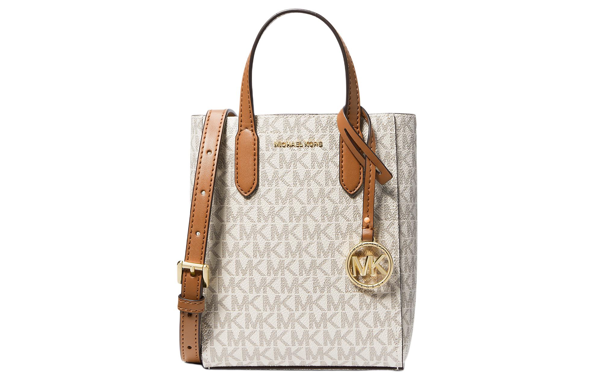 

MICHAEL KORS Сумка-тоут Sinclair из холста с покрытием, через плечо, очень маленькая, женская, ванильно-белая и желудево-коричневая
