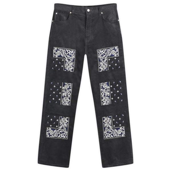 

Вельветовые брюки с вышивкой в виде банданы Nomarhythm Textile, серый